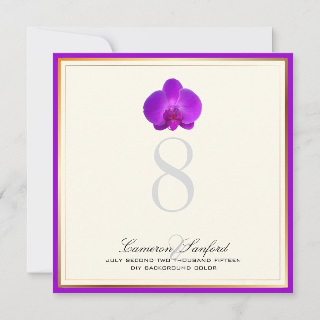 Invitation PixDezines orchidées violettes/numéros de table (Devant)