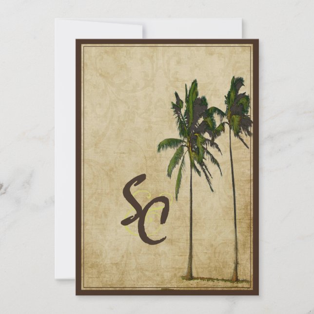 Invitation PixDezines palmiers jumeaux vintages (Devant)