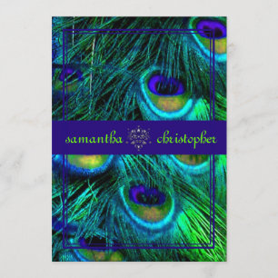 Invitation PixDezines paon plumes/aqua/turquoise