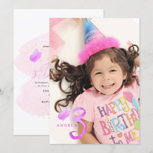 Invitation PixDezines Papillons rose chaud Aquarelle