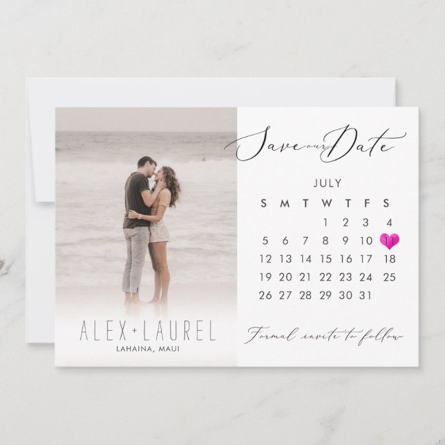 Invitation PixDezines Photo Enregistrer la date Calendrier Co (Devant)