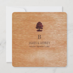 Invitation PixDezines placage de bois faux + chênes