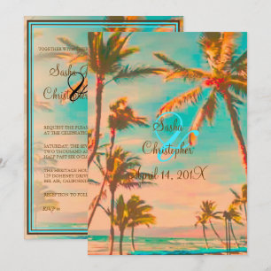 Invitation PixDezines PLAGE HAWAIIAN VINTAGE/TURQUOISE