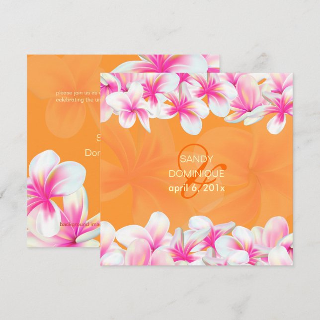 Invitation PixDezines plumeria rose vif/DO-IT-YOURSELF couleu (Devant / Derrière)