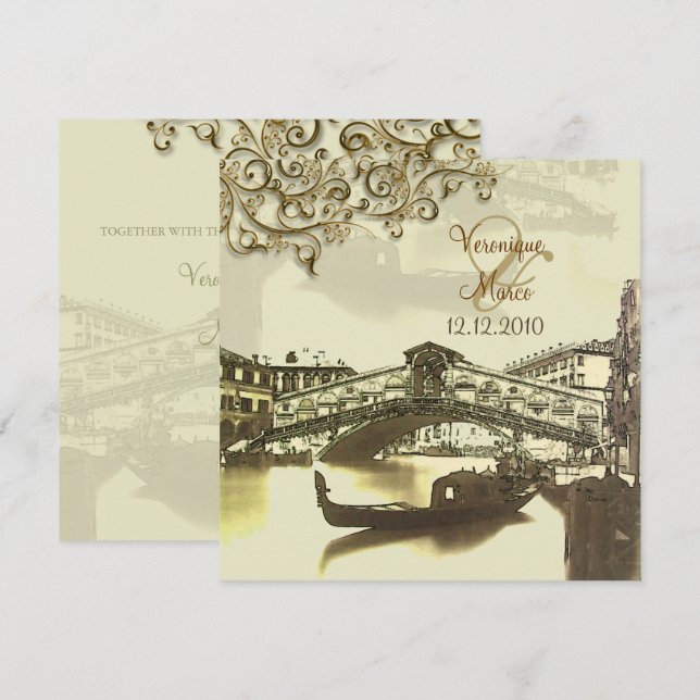 Invitation PixDezines Pont Vénétie Vintage+Rialto (Devant / Derrière)