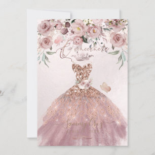 Invitation PixDezines Quinceanera Dusty Rose Parties scintill