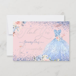 Invitation PixDezines Quinceanera Merci Dusty Blue Gown