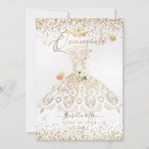 PixDezines Quinceanera White Gold Parties scintill