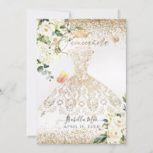 PixDezines Quinceanera White Gold Parties scintill