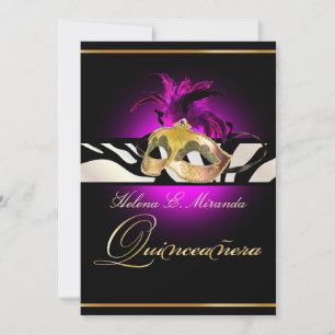 Invitation PixDezines Quincenera/Magenta Zebra/DO-IT-YOURSELF