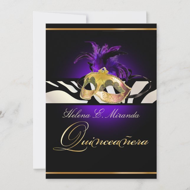 Invitation PixDezines Quincenera/Purple/ Zebra/DO-IT-YOURSELF (Devant)