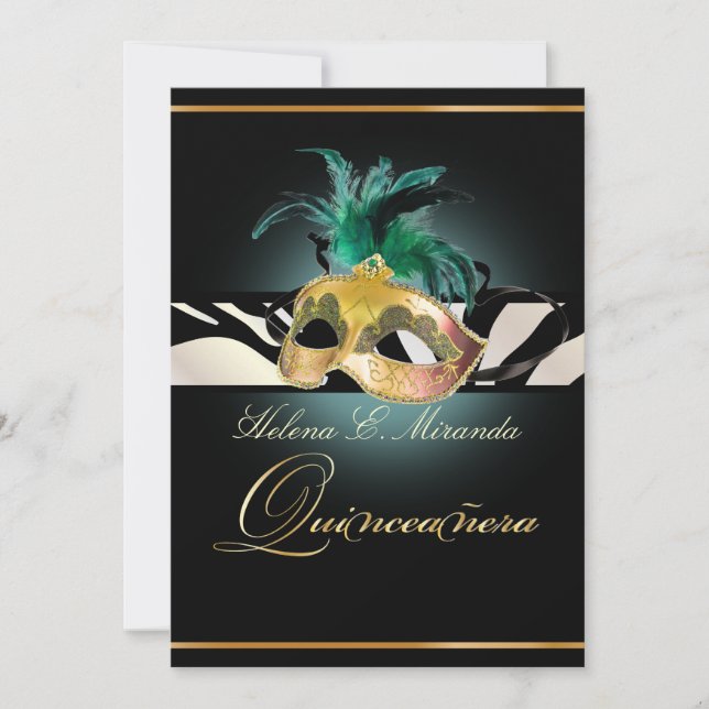 Invitation PixDezines Quincenera/Zèbre turquoise/DO-IT-YOURSE (Devant)