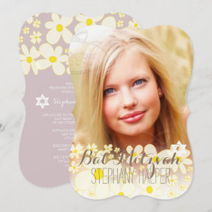 Invitation PixDezines Retro DaisiesPhoto/Bat mitzvah