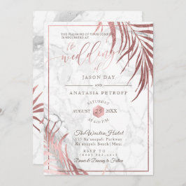 Invitation PixDezines Rose Gold Palm Fronds+Honeypeb