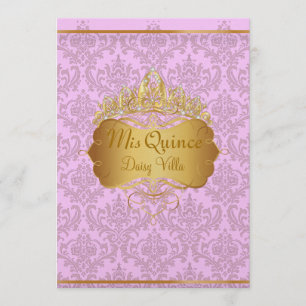 Invitation PixDezines rose rossi damask/do-it-yourself couleu