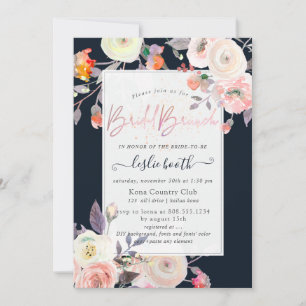 Invitation PixDezines Roses Pêches+Crème Brunch de Mariage
