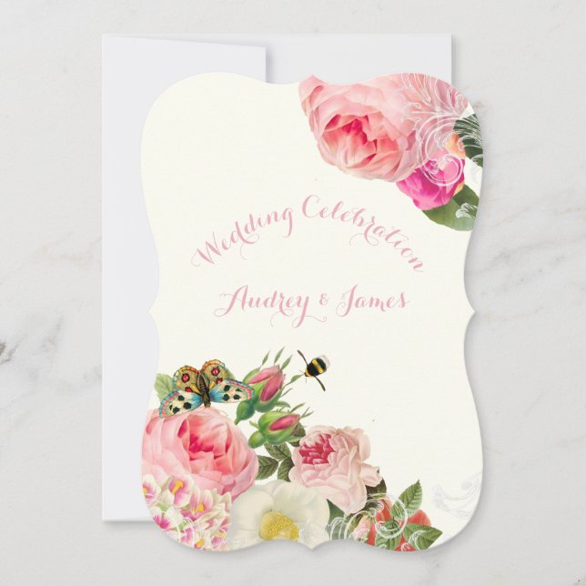 Invitation PixDezines roses victoriens/pivoines (Devant)