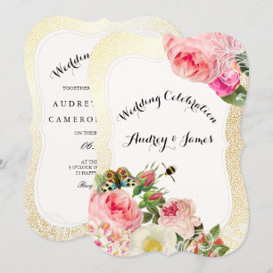 Invitation PixDezines roses victoriens/pivoines/fantaisie d'o