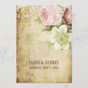 Invitation PixDezines roses vintages/parchemin