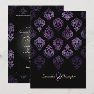Invitation PixDezines Rossellini Damask, Lavender/Black
