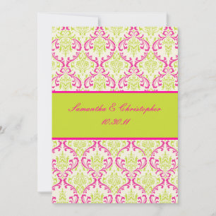 Invitation PixDezines Rossi, Damask / Lime+Fuschia