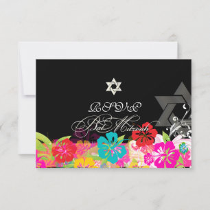 Invitation PixDezines rsvp hibiscus/Bat mitzvah