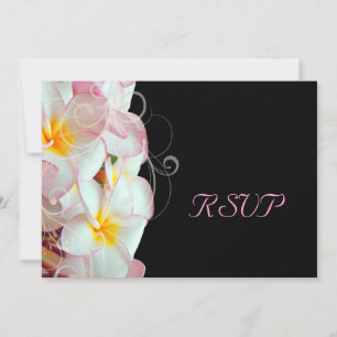 Invitation PixDezines rsvp pour 5x7 Plumeria/plage rose