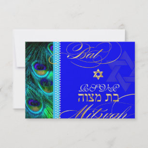 Invitation PixDezines rsvp psychédélique paon/Bat mitzvah