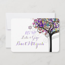 Invitation PixDezines RSVP TREE DE VIE Bnot MITZVAH/PURPLE