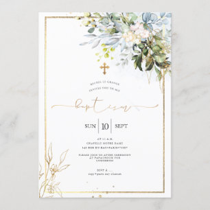 Invitation PixDezines Rustic Watercolor Eucalyptus Baptism