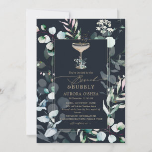 Invitation PixDezines Rustique Eucalyptus Navy Bruncy Bubbly