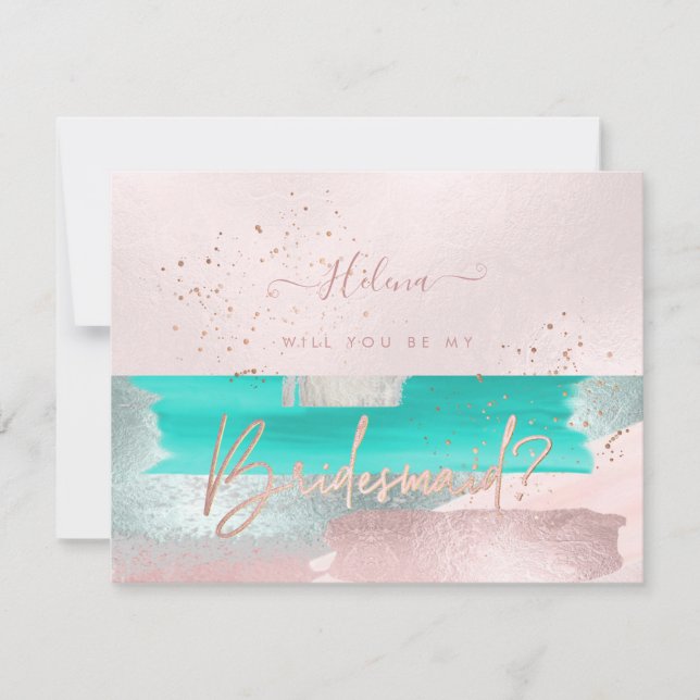 Invitation PixDezines Sage Blush+Aqua Will You .. Bridesmaid (Devant)
