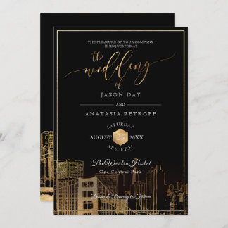 Invitation PixDezines San Fran Skyline/Faux Gold/do-it-yourse