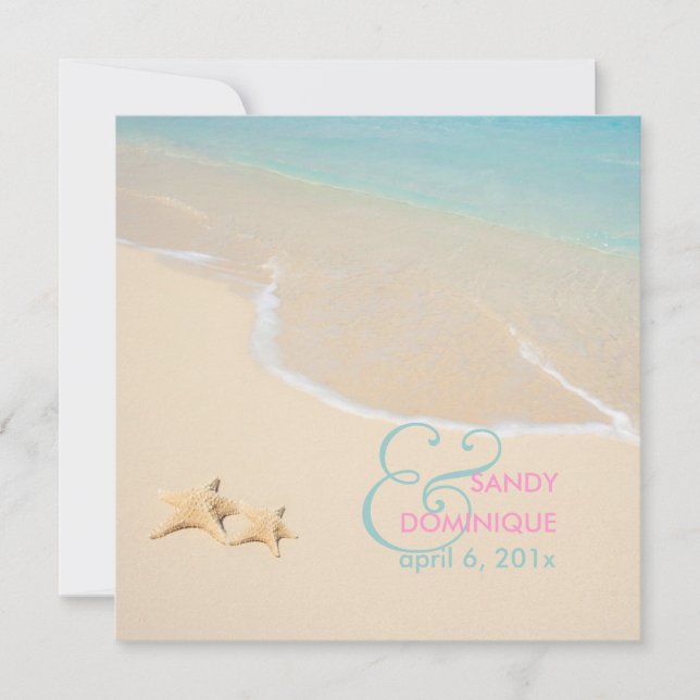 Invitation PixDezines Starfish + plage/mariage tropical (Devant)