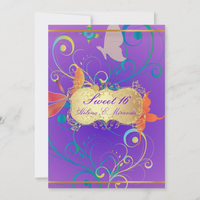 Invitation PixDezines Sweet 16/Butterfiles/Swirls/Dragonflies (Devant)