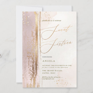 Invitation PixDezines Sweet 16 H2 Rose-Blancs