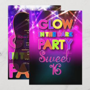 Invitation PixDezines Sweet 16, Laser Lights/Glow Party