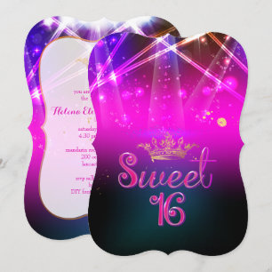 Invitation PixDezines Sweet 16, Laser Lights/Neon Lights