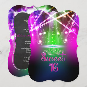 Invitation PixDezines Sweet 16, Laser Lights/Neon Lights
