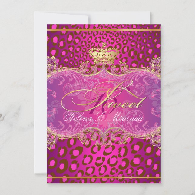 Invitation PixDezines Sweet 16/Magenta léopard/DO-IT-YOURSELF (Devant)