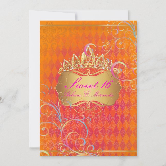 Invitation PixDezines Sweet 16/Rainbow Swirls (Devant)