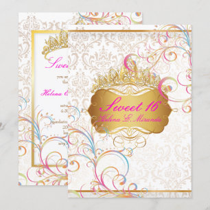 Invitation PixDezines SWEET 16/Rainbow Swirls