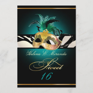 Invitation PixDezines Sweet 16/turquoise Zebra/DO-IT-YOURSELF