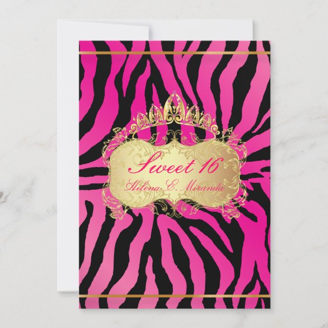 Invitation PixDezines Sweet 16/Zebra Stripes (Devant)