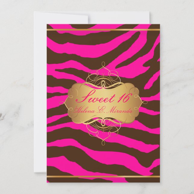 Invitation PixDezines Sweet 16/Zebra Stripes (Devant)