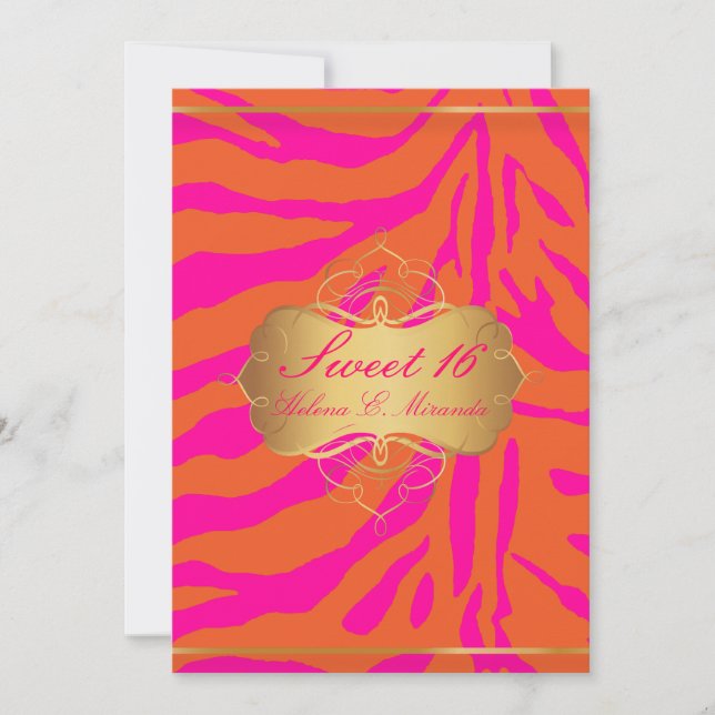 Invitation PixDezines Sweet 16/Zebra Stripes (Devant)