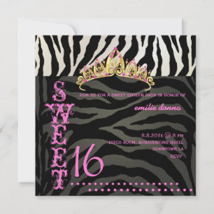 Invitation PixDezines Sweet 16/Zebra Stripes