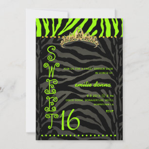 Invitation PixDezines Sweet 16/Zebra Stripes