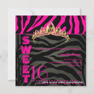 Invitation PixDezines Sweet 16/Zebra Stripes