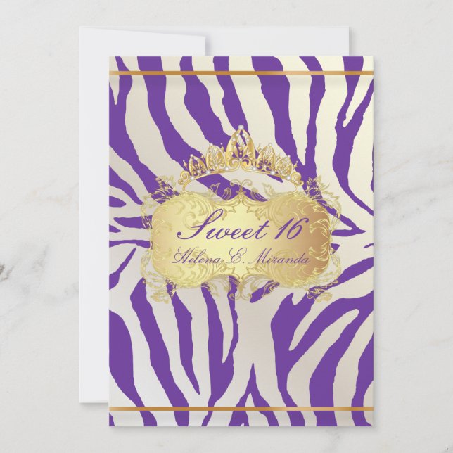 Invitation PixDezines Sweet 16/Zebra Stripes, DO-IT-YOURSELF  (Devant)
